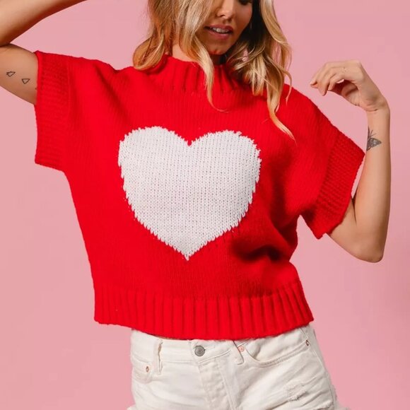BiBi Rib Banded Heart Pattern Valentines Sweater - Picture 14 of 16